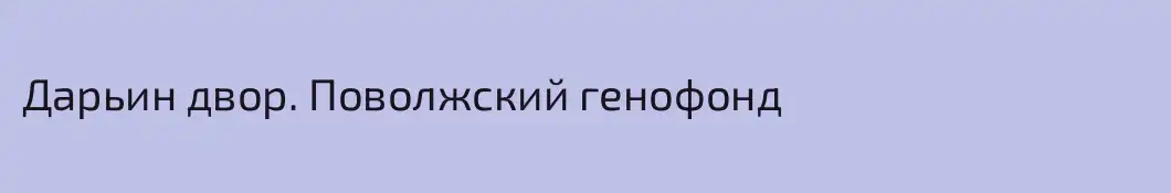 Дарьин двор. Поволжский генофонд